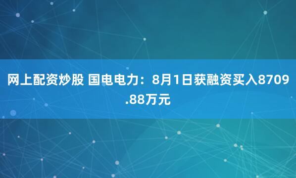 网上配资炒股 国电电力：8月1日获融资买入8709.88万元